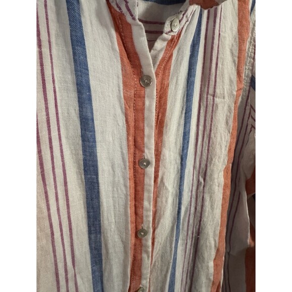 Jones New York Orange blue white 100% Linen Button up women’s shirt size 2X - Picture 2 of 6